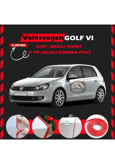 Volksvogen Golf 6 Oto Araç Kapı Koruma Fitili 5 Metre Parlak Kırmızı Renk