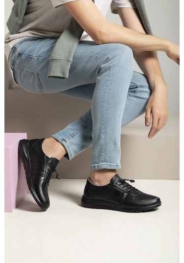 Ziya, Erkek Hakiki Deri Sneaker 1531037zs08 Siyah 1311013 S08 000 Siyah