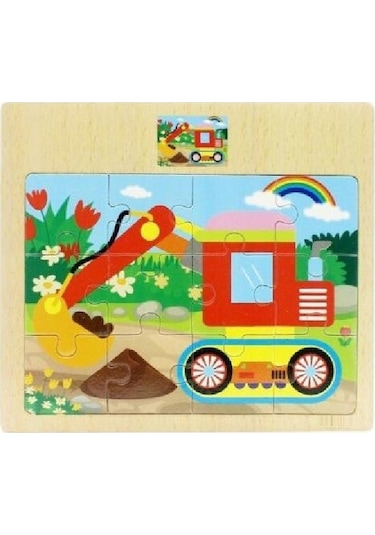 Hayal Sepeti Kepçe Resimli Ahşap Çocuk Puzzle 12 Parça 15X17 Cm