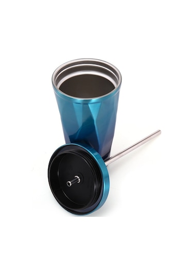 500ml Düzensiz Çift Katmanlı 304 Paslanmaz Çelik Damlatmaz Bardak Pembe