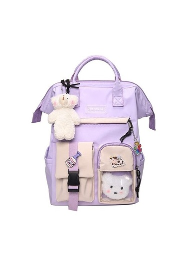 Zaoshanghao Aksesuarlı Sevimli Öğrenci Okul Sırt Çantası Syhjn5 Mor