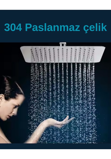 Faumix Ka120 Krom Kare Paslanmaz Çelik Tepe Duş Başlığı 25cm 25cm Krom