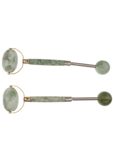 Suntek Çift Kafaları Doğal Yeşim Yüz Masajı Rulo Çekiç Sopa Aracı Yeşil