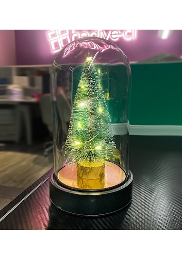 Kar Küresi Işıklı Yılbaşı Çam Ağcı Hediye Paketli