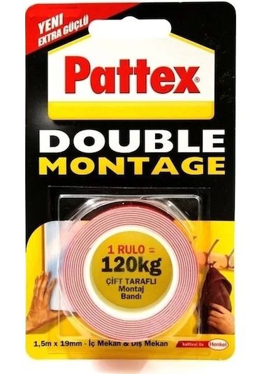 Pattex Çift Tataflı Montaj Bantı Double 19mm X 1,5m