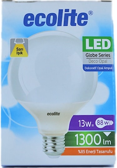 Ecolite 13W 220-240V 1300Lm 3000K E27 G95 Buzlu Cam Led Ampul