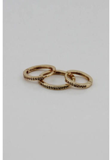 Niki Aksesuar Zirkon Üçlü Gold Mini Halka Küpe Seti Gold