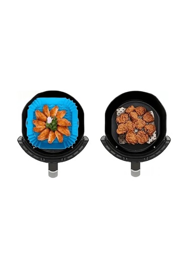 Elmpaly Siyah 2li Yeniden Kullanılabilir Silikon Airfryer Altlığı Yemek Pişirme Fırın Mikrodalga