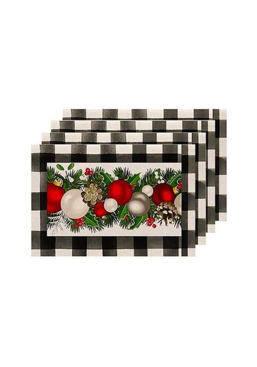 Ulzyvf Pembe Masa Örtüsü 4 Adet - Noel Kış Kar Teması, Ağaçlar İçin Diğer