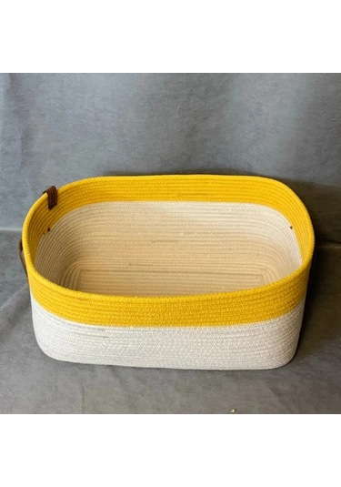 Uretti - Fatma 7987 - El Yapımı Doğal Ve Modern Dekoratif Dolap İçi Düzenleyici Sepet / Organizer Sarı