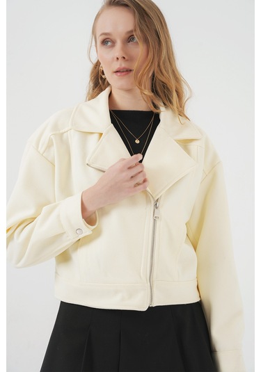 Bigdart 0717 Kadın Kısa Kaşe Ceket - Krem