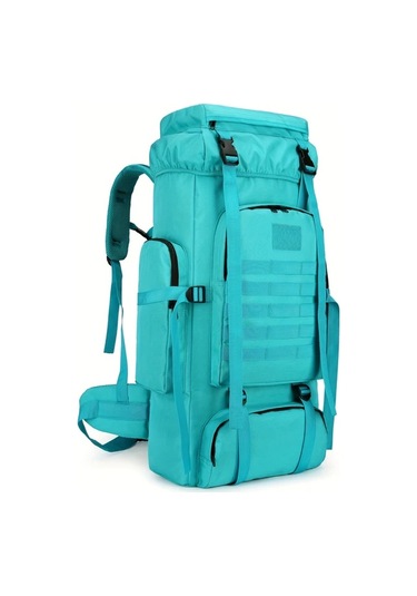 Dashanshop 70l Hafif Lake Blue Sırt Çantası Büyük Kapasiteli Ayarlanabilir Omuz Askıları Outdoor Kampçılık Mor Pembe Çizgili Amerikan Bayrağı Altın