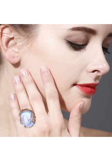 Lsooyh Doğal Tatlısu Büyük Barok İnci Yüzük Çok Renkli