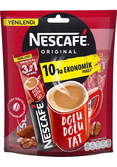 Nescafe 3'ü 1 Arada Original Kahve 10 x 17.5 G