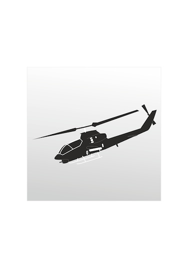 Folyo Sticker Helikopter 30cm Uzunluk Siyah