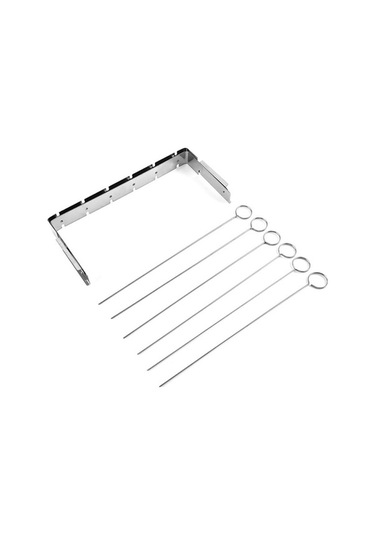 Pazly Paslanmaz Çelik Gümüş Barbekü Izgarası - Yüksek Raftlı, 360 Döndürülebilir Şişler Gümüş