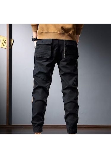 Sones Erkek Vintage Fonksiyonel Pantolon Bağcıklı Bacak Renk Bloklu Günlük Pantolon Gri