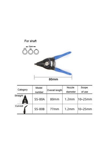 Hsd Ss-80a Dış Mil Düz 10-25mm Kompakt Yaylı Pense Tespit Halkası Pensesi