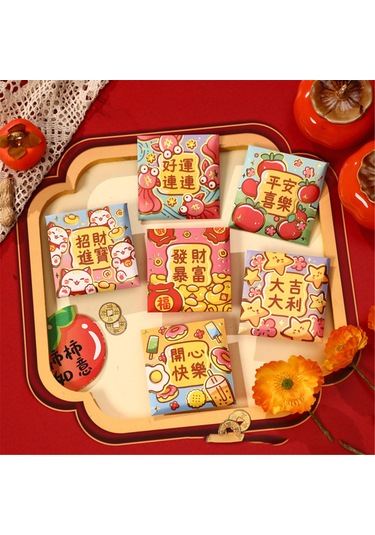 Suofeng 2025 Yıl Kobra Yılı Kırmızı Zarf Seti - Kalın Perliten Kağıt, Islık Basım Desenli, Şans Ve Zenginlik Getirici - Yeni Yıl, Düğün, Doğum Günü İçin 6 Adet G2 Kısa Boy