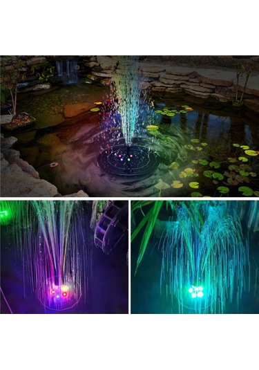 Güneş Enerjili Su Fıskiyesi Pompası Dış Mekan Dekorasyonları, Kuş Banyosu/göl/park/bahçe/yüzme Havuzu İçin 6 Uçlu Güneş Enerjili Su Fıskiyesi Pompası