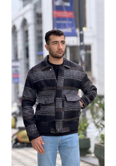 Rocqerx X-2036 Etek Ribanalı Astarlı Ekose Mont Siyah
