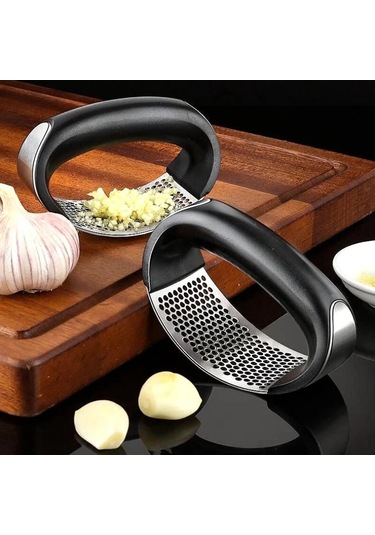 Paslanmaz Çelik Sarımsak Presi Kırıcı Manuel Sarımsak Kıyma Doğrama Sarımsak Aracı Meyve Sebze Araçları Mutfak Aksesuarları Gadget Siyah