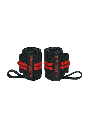 Musclecloth Pro Wrist Wraps 2'Li Paket-Kırmızı-Siyah