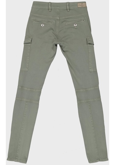 Hazel Haki Normal Bel Kargo Cepli Paçası Fermuarlı Skinny Fit Jean Pantolon C 4527-013 Haki