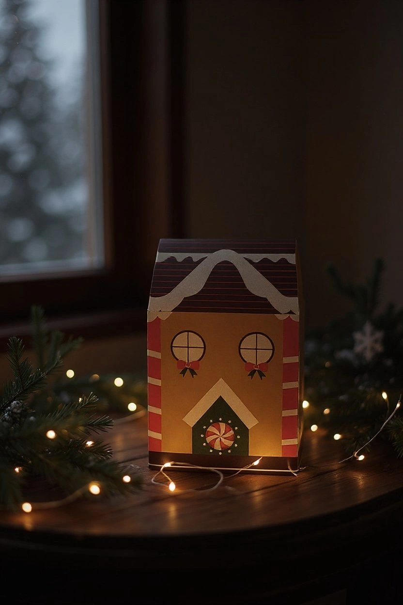 Yılbaşı Ev Tasarımlı Kutu Çanta, Yeniyıl, Parti, Hediye Çantası,