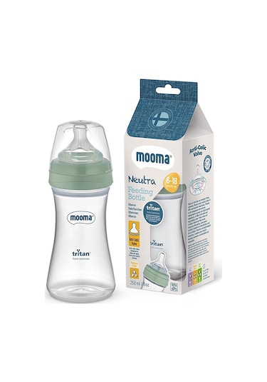 Mooma Neutra Tritan Biberon 250 Ml 6-18 Ay Orta Akış Çağla Yeşili 5 Adet