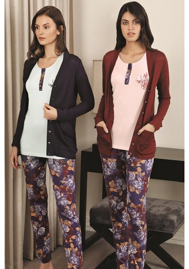 Fc Fantasy | Kadın Pijama Takımı 3'Lü Hırkalı Alt & Üst Takım