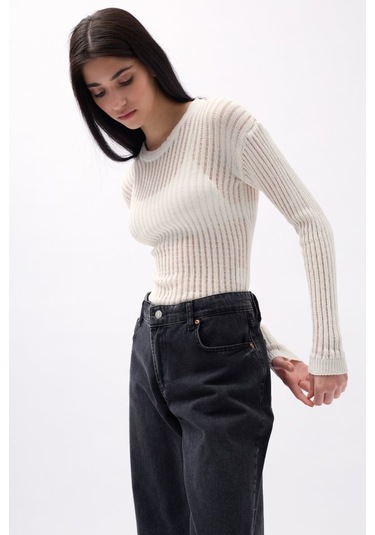 Fitilli Transparan Bluz Çok Renkli