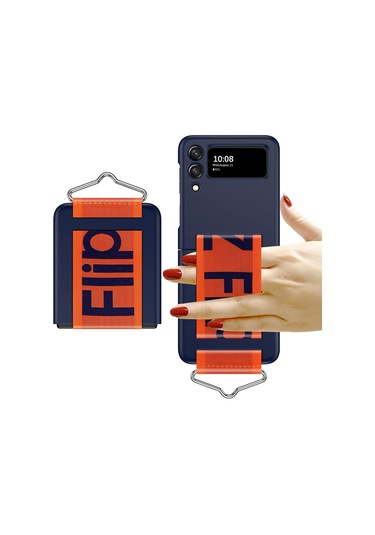 Samsung Galaxy Z Flip 3 Mavi İçin Standlı Silikon Kılıf Çok Renkli