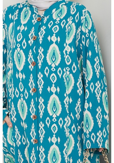 Desenli Dokuma Viskon Tunik 1516 - Mint Mint