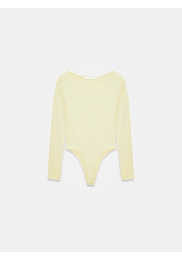 Dilvin 32549 Kayık Yaka Bodysuit-açık Sarı Açık Sarı