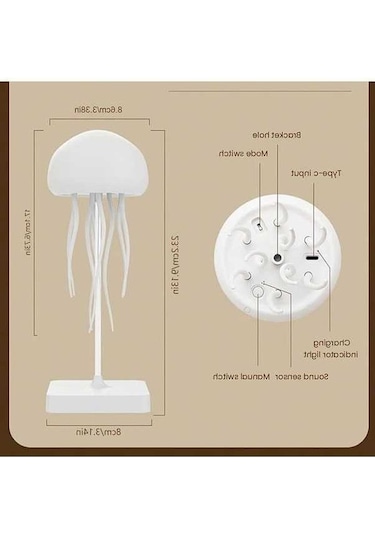 Fastbuy Aurora Denizanası Gece Lambası - Renkli Iridiscent Tentaküller - Şarj Edilebilir Usb Masa Lambası - Yatak Odası/küçü Kırmızı