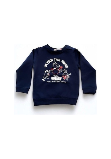 Cantoy Erkek Bebek Winter Yazılı Pamuklu Sweatshirt-14658 Lacivert
