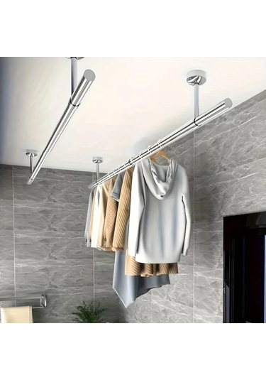 Hightower Siyah Rüzgar Geçirmez Portatif Askılık, Tavan Veya Duvar Montajlı, Balkon Ve Banyo İçin Siyah