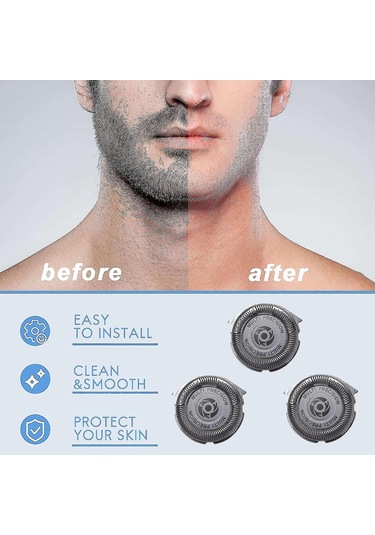 5000 Serisi Tıraş Makineleri İçin 6'lı Yedek Başlık Paketi Sh50, S5000 S5420 S5380 S5351 Çok Hassas Bıçaklar