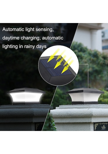 Cbtx Bahçe Aydınlatma Güneş Led Su Geçirmez Dış Mekan Sütun Işığı Avlu Aydınlatma Lambası Sarı Sıcak Işık