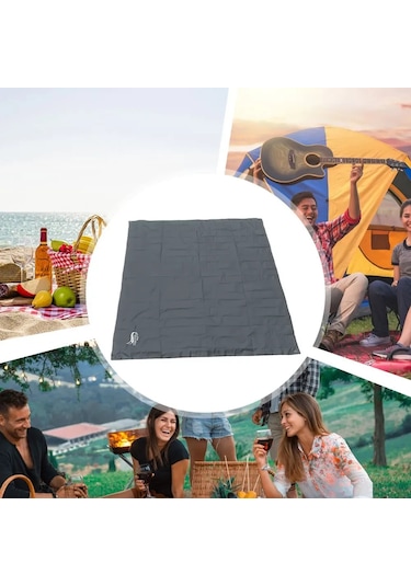 Vkemall Gri 210x200cm 3000mm Su Geçirmez Oxford Bezi Kamp Yatakları, Piknik Matları, Çadır Altlığı - 3 Katlı Dayanıklı, Hafif Ve Çabuk Katlanabilir Gri