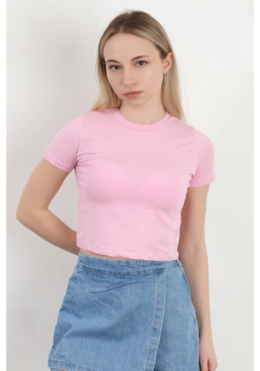 Giysa Kadın Bisiklet Yaka Pamuklu Basic T-shirt Pembe Ms0000102 Şeker Pembe Giysa Kadın Bisiklet Yaka Pamuklu Basic T-shirt Pembe Ms0000102 Şeker Pembe