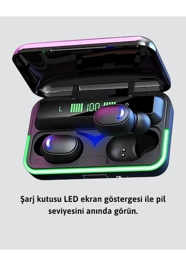 Bluetooth 5.1 Oyuncu Kulaklığı Led Ekranlı Powerbank Kulaklık
