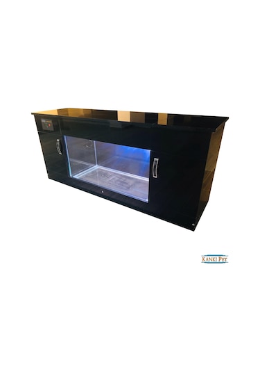 Kanki Pet KP160TVHGL01 Led Dizayn Akvaryum Tv Ünitesi Siyah