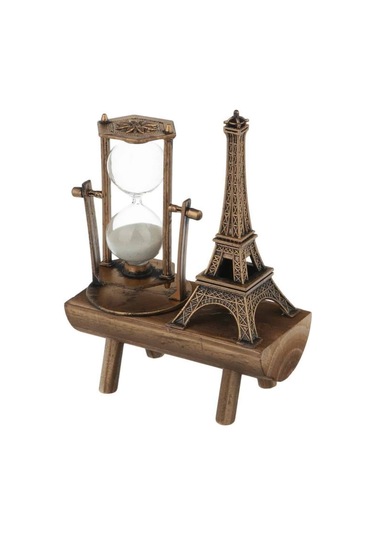 Retro Eyfel Kulesi Ve Kum Saati Dekoratif Ahşap Görünümlü Masa Biblosu