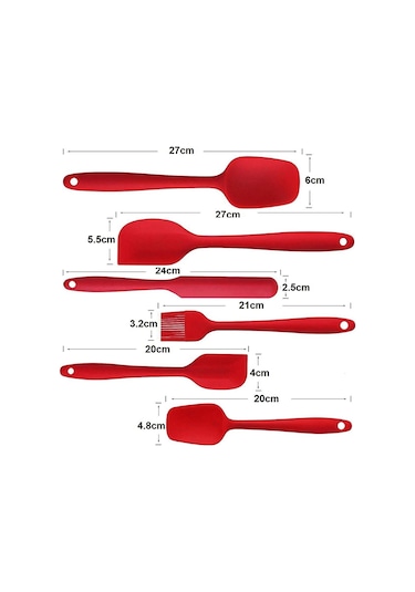Valletta Drongo 6 Parça Silikon Spatula Seti Kırmızı