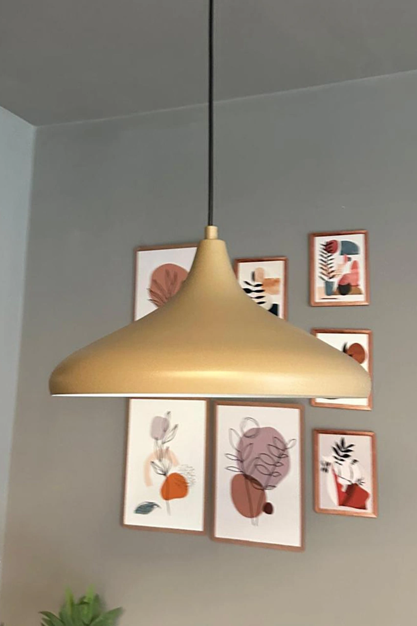 Champion Bej Tekli Avize Kafe Iç Mekan Salon Oturma Odası Mutfak Yatak Odası Sarkıt Modeli Bej