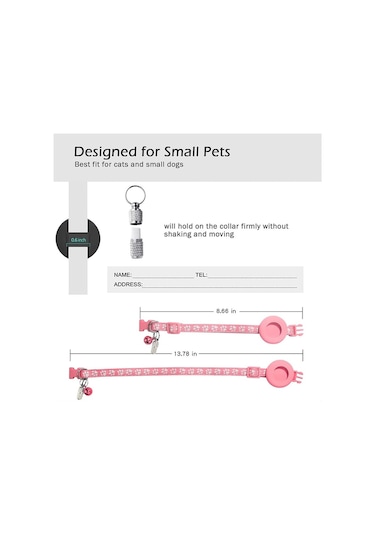 Soulader Kopmaz Kilitli Kedi Tasması Aksesuarı, Apple Airtag Uyumlu, Dekoratif Hayvan Tasması Kabı