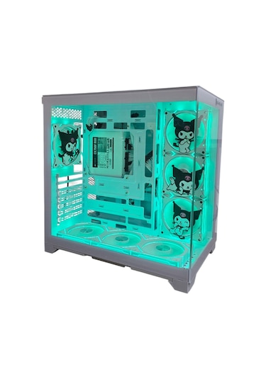 Kuromi Karakterli 7 Argb Fanlı Beyaz Akvaryum Kasa