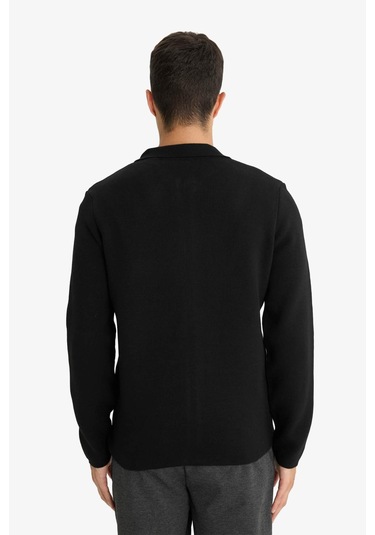 Defacto Standart Fit Polo Yaka Basic Düz Fermuarlı Triko Hırka D3592ax25wnbk27 Siyah